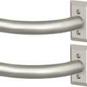 TVWOO Nickel Wrap Around Curtain Rods 2Pack:Blackout Adjustable Window Curtain Rod,Room Darkening Heavy Duty Curved French Metal Single Drapery Rods for Bedroom Kitchen Easy Install,Nickel 28-48 Inch