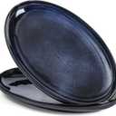 vicrays Serving Platter Ceramic Tray Plates Extra Large Oval 14.5 Inch Porcelain Dinner Plates Long Serving Dish Set Entertaining Party Restaurant Food Meat Sushi Fish Turkey Platter (Blue)