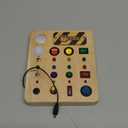 Busy Board Montessori Toys for Toddler, Wooden Sensory Board Switch Toy with Shape Sorter LED Light Up Toys Educational Plane Travel Activity for Girls & Boys