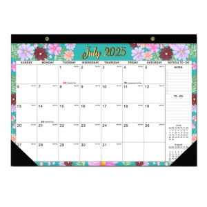 Comix 2025-2026 Floral Desk Calendar - 18 Month Desk Calendar (July 2025–Dec 2026) | 17"x12" Thick Paper with Classic Design for Office & Home(Pack of 2)