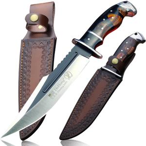DeHong-88 Hunting Knife, 7.1" (About 18 cm) Fixed Blade Tactical Knife Configure Leather Scabbard,Camping, Survival Slicing, Boning, Gift Collection