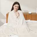 Aganear Cooling Blanket Queen Size for Hot Sleepers,Lightweight Cotton Summer Blanket of Rayon Derived from Bamboo.Waffle Weave Luxury Throws for Bed,Couch and Sofa.Beige,90x90 Inches