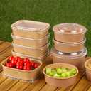 50-Pack 29oz Disposable Kraft Paper Bowlswith Lids and Forks,Meal Prep Containers Disposable Togo Food Deli Containers for Restaurant Supplies Take Out Containers, Microwave Safe for Hot/Cold Food