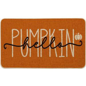 Artoid Mode Blue Hello Pumpkin Fall Doormat, Home Decor Low-Profile Switch Rug Door Mat Floor Mat for Indoor Outdoor 17x29 Inch