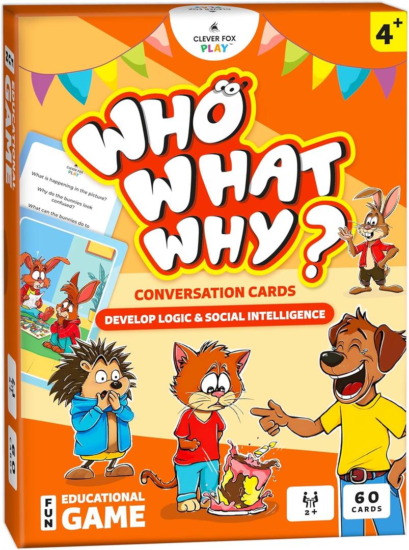 Who What Why Conversation Cards for Kids Learning Game for Social Skills, Emotional Intelligence & Critical Thinking Speech Therapy Resources, Sequencing Game & Articulation Materials, Ages 4+
