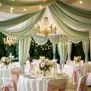 Sage Green Wedding Ceiling Drapes Curtain Drapery Fabric Chiffon Ceiling Draping Fabric for Wedding Birthday Party Engagement Banquet Stage Swag - 5ft X 30ft, 6 Panels