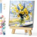 Natuyalo Framed Paint by Numbers for Adults Beginner, Vase Acrylic Easy Paint by Numbers Kits with Frame Flowers Art Craft Kits for Adults Suitable for Wall Decoration 12x12 Inch (Color-04)