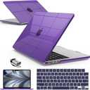 IBENZER Compatible with 2025 2024 2023 2022 MacBook Air 13 inch Case M4 A3240 M3 A3113 M2 A2681, Hardshell Case & KeyboardCover & ScreenFilm & Type-C for Mac Air 13.6, Crystal Purple, KK-CYPU+2TC