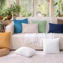 Simmore Decorative Christmas Throw Pillow Covers 22x22 Set of 2, Soft Natural Plush Flannel Double-Sided Fluffy Couch Pillow Covers for Sofa Living Room, Beige