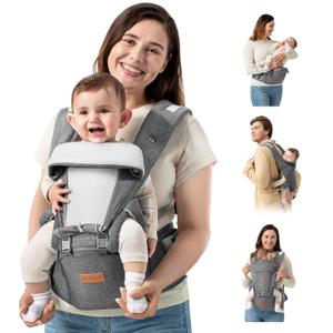 besrey Baby Carrier with Hip Seat Newborn to Toddler 9-in-1, Front Facing Baby Hip Carrier, Breathable Mesh for Moms & Dads, Back Infant Holder (4-36M, 7-45 lbs) (Grey)
