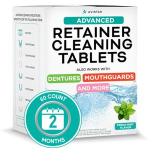 Retainer & Mouth Guard Cleaner Tablets - Mint Flavor Retainer Cleaner Tablets & Invisalign Cleaner -Denture Cleaning Tablets, Denture Cleaner, Aligners, Night Guard - Oral Dental Care