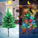 Upgraded 6-Pack 120 LED Solar Christmas Garden Stake Lights, Outdoor Waterproof Solar Xmas Tree Yard Stake Christmas Pathway Lights for Christmas Decorations Garden Yard Lawn Pathway (8 Modes)