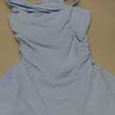 IWD Womens Ruffle Hem Boat Neck Mini Dress Ruched Corset Waist Holiday Party Dress Sleeveless Flowy A Line Cute Short Sundresses Light Blue X-Small