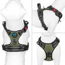 PHOEPET No Pull Dog Harness with Handle Front & Back Clip, Easy on Lockable Snap Buckle at Neck, Adjustable Reflective Vest with Handle for Small Medium Large Dogs (S, Misty Green)