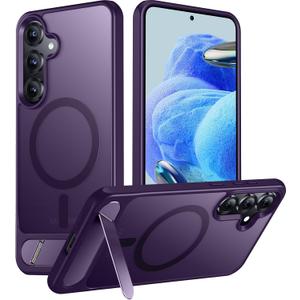 Temdan Magnetic for Samsung Galaxy S25 Plus Case, [Innovate Stand][Military Grade Drop Protection][Non Slip][Translucent Matte] Shockproof Phone Case for Galaxy S25 Plus 6.7" 2025 -Purple