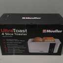 Mueller UltraToast Full Stainless Steel Toaster 4 Slice, Long Extra-Wide Slots for Bagels and Waffles, 6 Browning Levels, LED Display, Cancel/Defrost/Reheat Functions & Removable Tray, Kitchen Gadgets