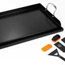 Updated 25" x 16" Cast Iron Griddle for Gas Grill, Nonstick Nanoceramic Stove Top Griddle for Gas Stove, Pre-Seasoned Flat Top Plate Insert for Outdoor Gas Grill, Camping, Tailgating, Parties