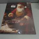 APJYM Christmas Baking Santa Claus Wall Art, Christmas Kitchen Decor, Vintage Holiday Winter Santa Baker Canvas Wall Art for Home Kitchen Dining Room Bakery, 11x14 Inches Framed (RESD18)