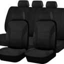 Car Seat Cover Full Set, Soft Breathable Sporty Front and Rear Split Bench Protector with Removable Headrest Cover, Automotive Interior Seat Protection Cushion, Universal for Vehicles (Black)