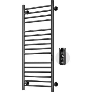 Poloma 45.3"(L) x 19.5"(W) Wall Mounted Towel Warmer, Heated Towel Racks for Bathroom, Towel Dryer Heater, 16-Bars Stainless Steel Black.