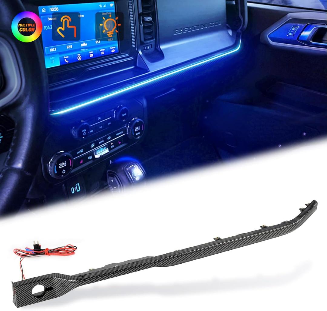 LED Neon Strip Light Center Console Dashboard Trim Compatible with Ford Bronco 2021-2024 Dash Panel replacement parts