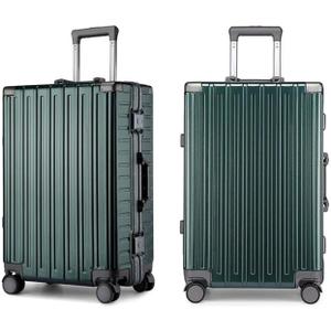 XCCIIDY Suitcase Carry on Luggage with Aluminum Frame Zipperless Checked Luggage Lightweight Luggage for Business Travel, Green, 24in XCCIIDY Suitcase Carry on Luggage with Aluminum Frame Zipperless Checked Luggage Lightweight Luggage for Business Travel, Green, 24in