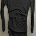 oten Women Mesh Long Sleeve Square Neck Mini Dress Sexy Ruched Bodycon Cocktail Club Party Short Dresses (Black) S