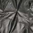 Womens PU Leather Jumpsuit Sexy Off the Shoulder Top Tight Waist Cargo Pants Bodysuit (Large, Black)