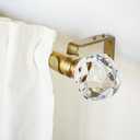 ILAISIHOME Luxury Gold Decorative Single Curtain Rod Set with Crystal-clear Faceted Finials, 36-72 in, Standard Single Drapery Rod for 1 Pack, 1-1/8 in diameter, Adjustable Length