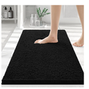 Smiry Luxury Chenille Bathroom Rugs, Extra Soft and Absorbent Bath Mat, Black, Size 20x30In