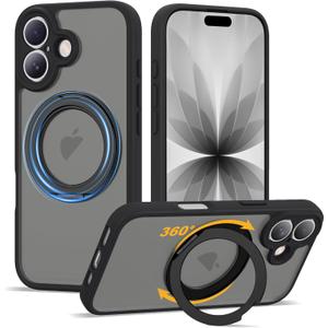 Compatible with iPhone 17 Case with Magnetic Ring Stand [Compatible with Mag-Safe] [Military-Grade Protection] 17 Phone Case 6.3",Black
