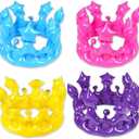 ArtCreativity Crown Inflates for Kids and Adults, Set of 4, Inflatable Crown Toys with Vibrant Colors, Princess Party Decorations, Fun Party Inflates, Kids Swimming Pool Toys, 4 Colors