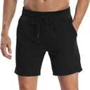 LRD Sweat Shorts for Men 7 inch Inseam Casual Athletic Pocket Jogger Shorts Black - XXL