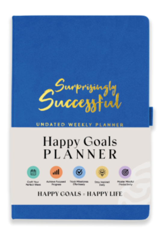 Surprisingly Successful Undated Weekly Planner A5 – Finally Stick to Your Planner, No Guilt or Wasted Pages, Monthly + Weekly in One Flow, Thick Paper, Flat Lay, Simple Layout (Blue Leather)