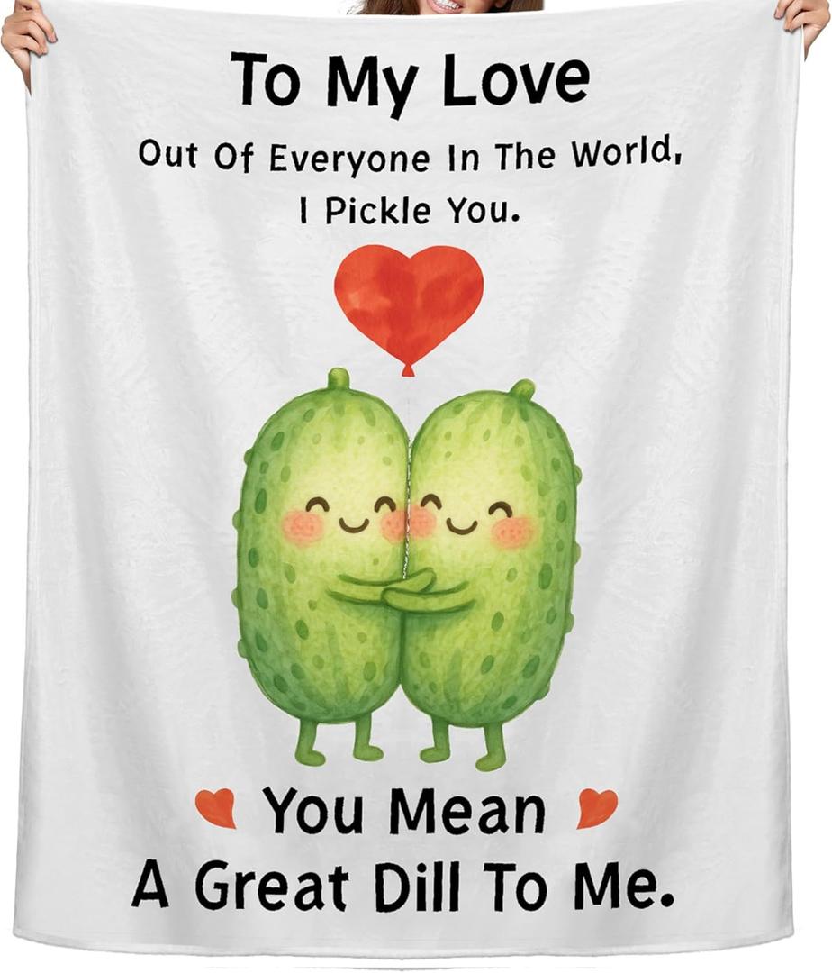 Valentine's Day Gift for Him/her, Pickle Theme Blanket Valentines Gift for Boyfriend/Girlfriend 60"x50", Husband Wife Birthday Blanket, Wedding Anniversary for Men/Women I Love You Gifts