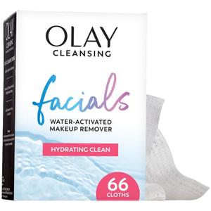 Olay Makeup Remover Wipes, Daily Facials Hydrating Face Cleanser for Normal to Dry Skin, Alcohol & Fragrance Free, Soft Face Wash Towels, Travel Essentials for Women, Convenient Dry Cloths, 66 ct
