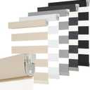 Persilux No Drill No Tools Custom Size Zebra Blind Dual Layer Privacy for Day and Night Window Blinds Light Filtering Cordless Windows Shades for Windows,Easy to Install Thermal Insulated Blinds,Beige (Custom Size, Beige-light Filtering)