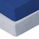 Biloban Pack and Play Sheets Fitted, 2 Pack Pack and Play Sheet Fits for Graco Pack n Play Mattress, Neutral Playard Sheets for Baby Boys and Girl, Light Grey & Navy