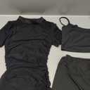 Rooscier Women's Mesh Dress Short Sleeve Bodycon 3 Piece Outfits with Cami Shorts, Size XS