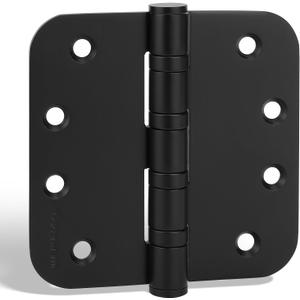 goldenwarm 3 Pack 4'' Black Ball Bearing Door Hinges Heavy Duty Stainless Steel Hinges for Interior & Exterior Doors, 5/8'' Radius Corners