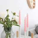 Pink Candlesticks Short Taper Candles - 7 inches Funky Candle Sticks Spiral Tapered Candles Twisted Candles for Home Dcor Dinner Weddings Women Gifts (2D4PC-PINK)