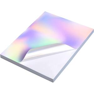22 Sheets Holographic Sticker Paper 8.5 x11 inch for Inkjet Printer & Laser Printer US letter size Holographic Printable Vinyl Rainbow Sticker Printer Paper Adhesive Waterproof Vinyl