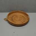 Coffee Table Tray Round Rattan Ottoman Tray Woven Serving Trays with Handles for Home and Kitchen Decorative Natural (Large 14 inch x 2.4 inch)