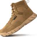 FREE SOLDIER Men's Durable Work Boots 6 Inches Lightweight Waterproof Hiking Boots Suede Leather Tactical Boots (9.5, Brown)