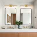 Gold LED Bathroom Vanity Light 24 Inch 18W Dimmable 5CCT Bathroom Lighting Fixtures Over Mirror Modern Brushed Gold Vanity Lights Bar for Bathroom Mirror Cabinets Bedroom