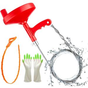 Forlivese Drain Auger,25Ft Plumbing Snake,Heavy Duty Toilet Snake Drain Clog Remover for Bathroom Sink,Kitchen Cleaning,Comes with Gloves and 1 Pack Plastic Hair Snake