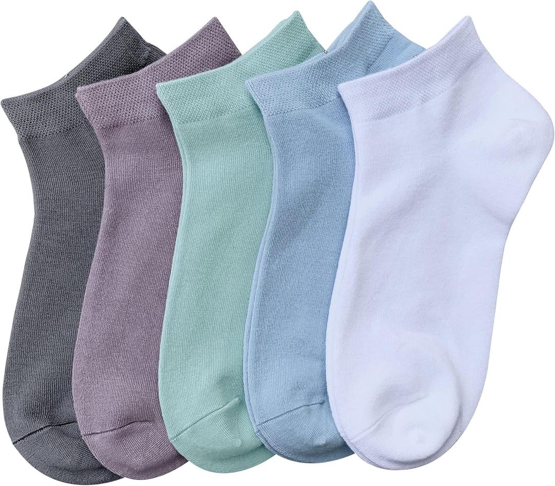 SERISIMPLE Women Viscose Bamboo Ankle Socks Low Cut Thin Sock Lightweight Pastal Color Soft Sock 5 Pairs (Large, Assorted3)