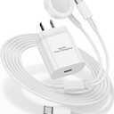 for Samsung Watch Charger Fast Charging,2 in 1 Galaxy Watch Phone Charger 6ft with 25W USBC Charger Compatible for Galaxy Watch 8/7/Ultra/6/6 Classic/5/5Pro/4/4 Classic/3/Active2/1/S24/S23/S22-White