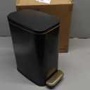 KSSKSS Small Bathroom Trash Can with Lid Soft Close, Step Pedal, 6L / 1.6 Gal Stainless Steel Garbage Bin with Removable Inner Bucket, Slim Wastebasket for Narrow Spaces (Black)