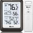Indoor Outdoor Thermometer Wireless Weather Station, Temperature Humidity Monitor Battery Powered Inside Outside Thermometers with 330ft Range Remote Sensor and Backlight DisplayMetal Black